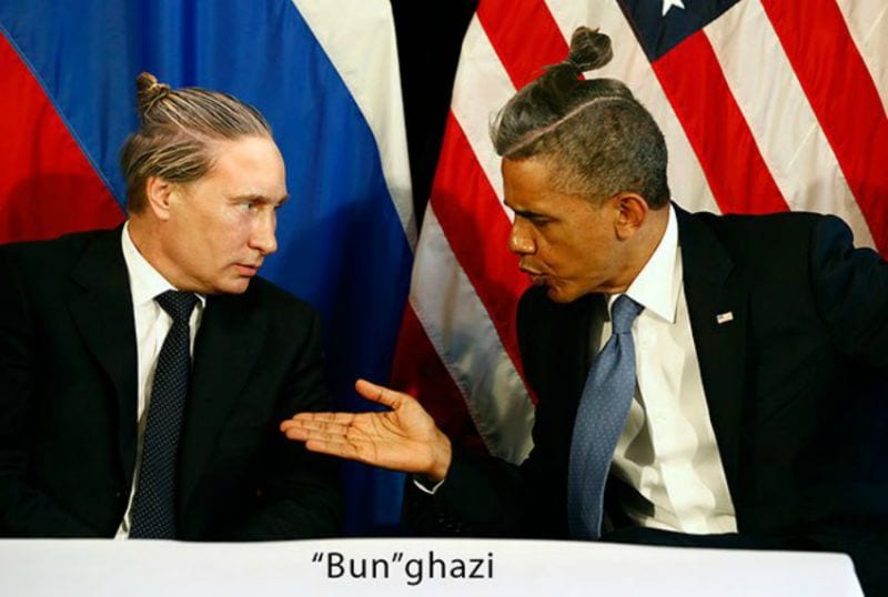 man buns Obama Putin