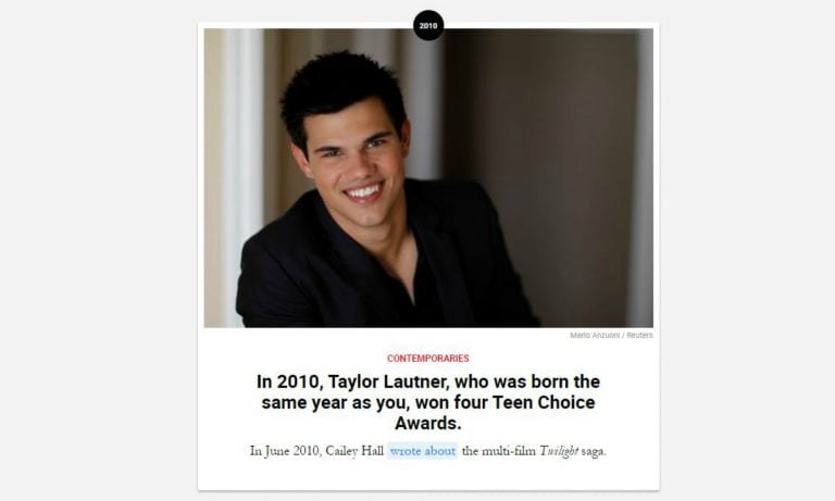 Timeline 1992 Taylor Lautner