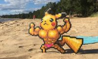 Pikachu Muskeln Strand Sonne