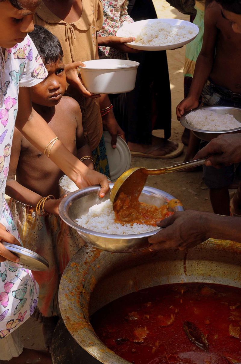 Rohingya Essen Servieren Teller Reis Dal
