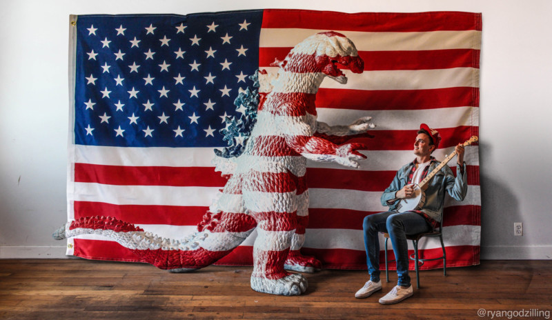 Flagge USA Dino Gitarre Musik