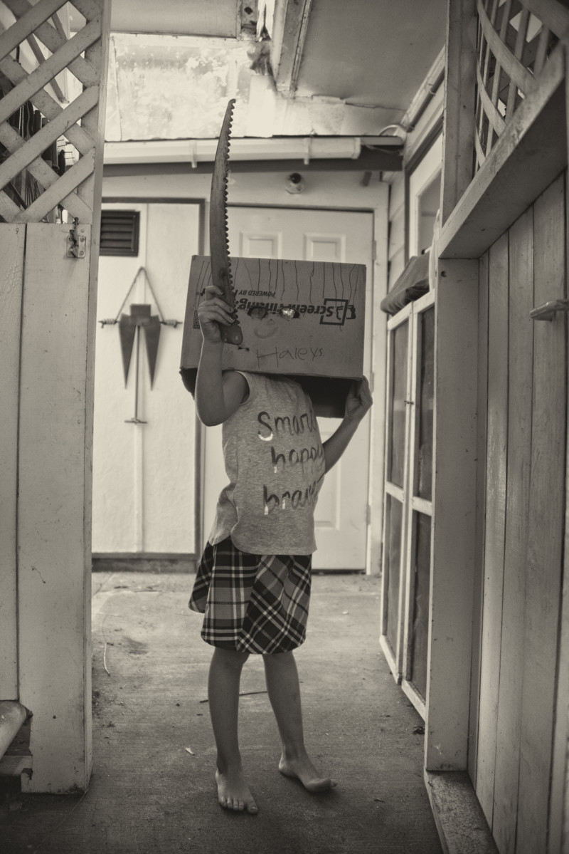 Karton Säge Mädchen Kopf Image Bild Stereotyp brechen