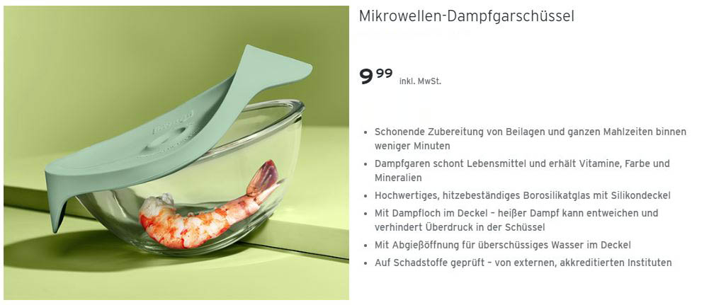 Tchibo: Hans Dampf in allen Gassen! – Mikrowellen-Dampfgarschüssel, für je 9,99€
