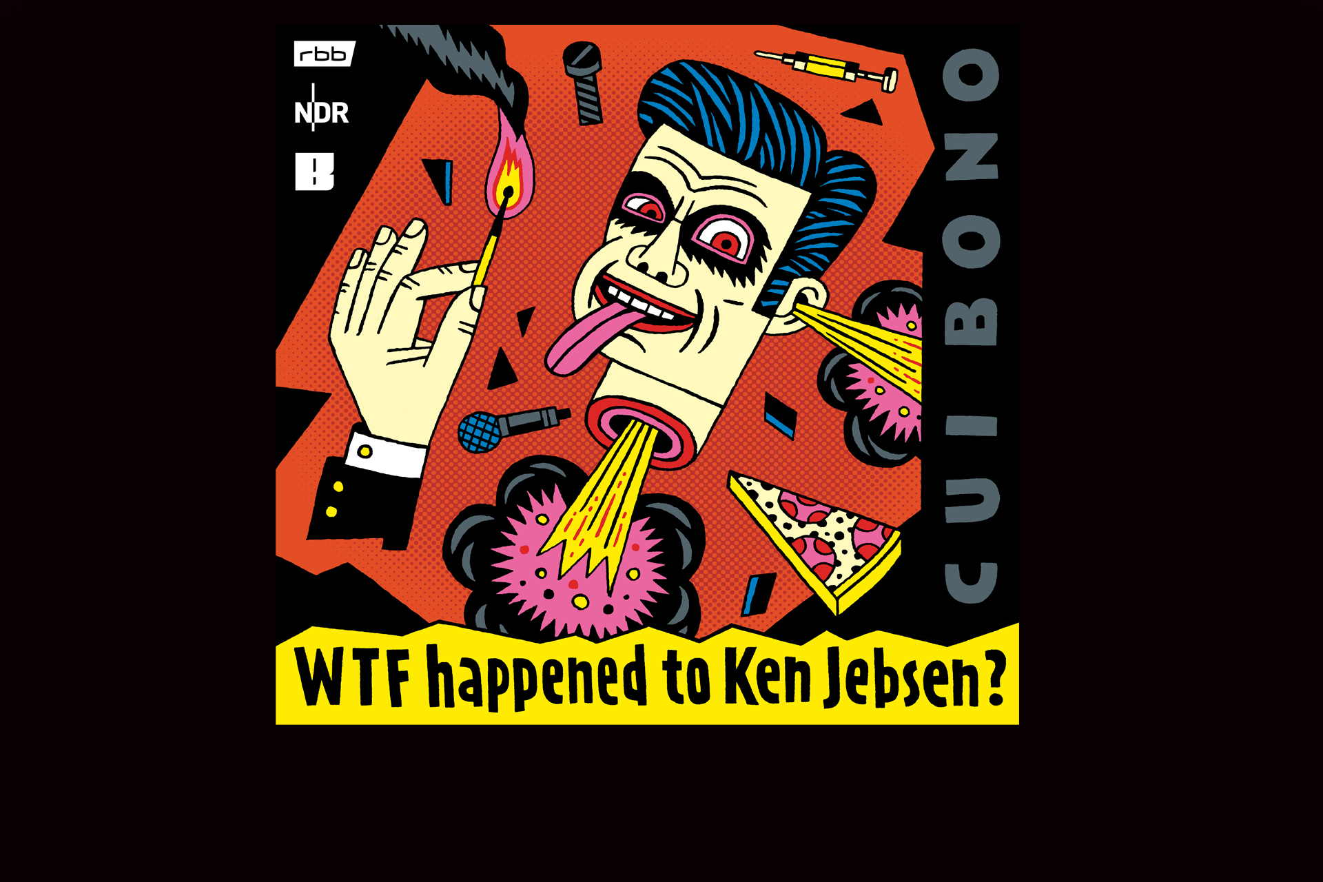 Cover des Podcasts "Cui Bono? WTF happened to Ken Jebsen?" © Studio Bummens/Artwork: Henning Wagenbreth
