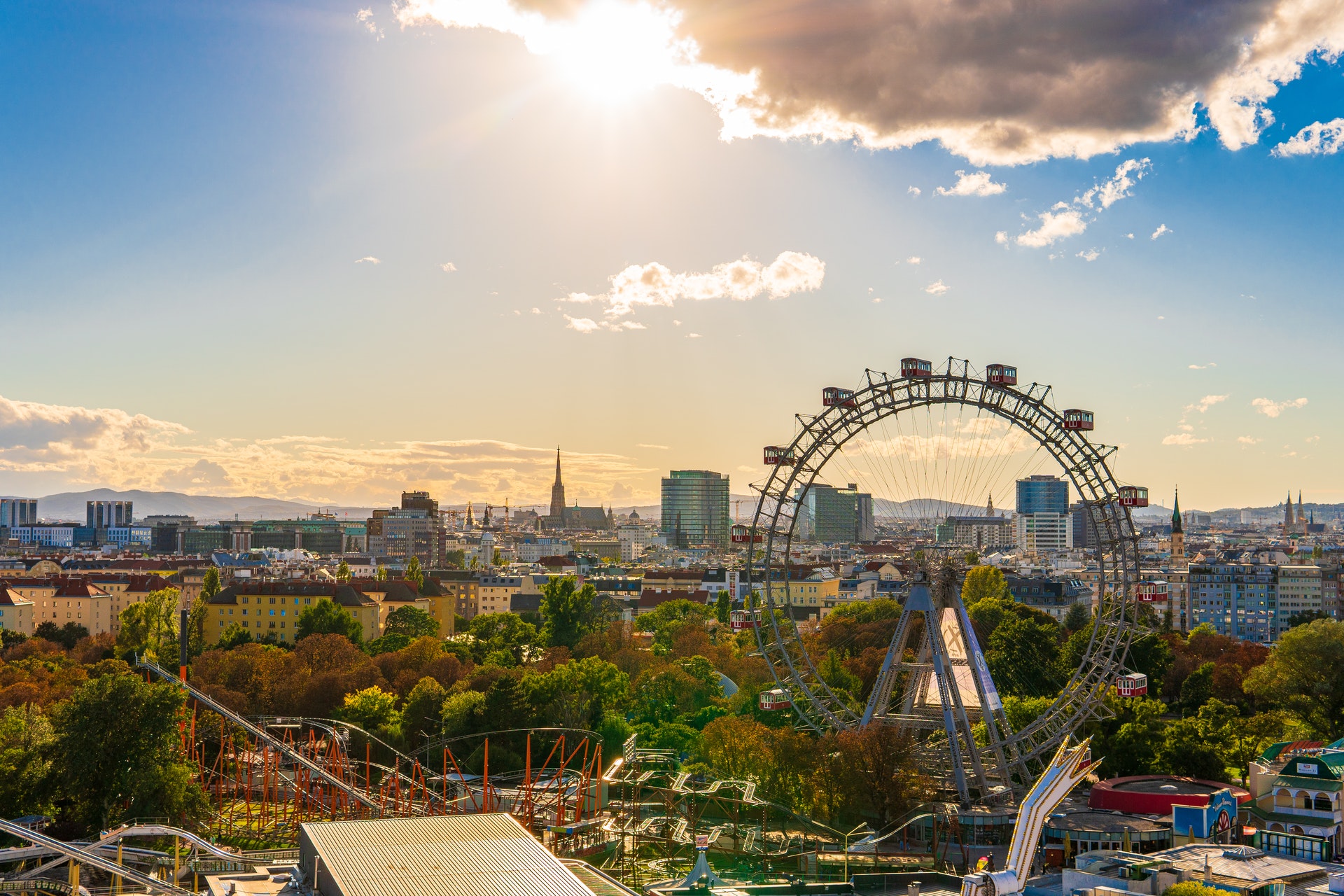 Blick über Wien mit dem Prater-Riesenrad. Bild: Pexels