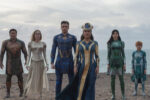 Gilgamesh (Don Lee), Thena (Angelina Jolie), Ikaris (Richard Madden), Ajak (Salma Hayek), Sersi (Gemma Chan), Sprite (Lia McHugh) (v.l.n.r.) Bild: © Marvel Studios 2021. All Rights Reserved.