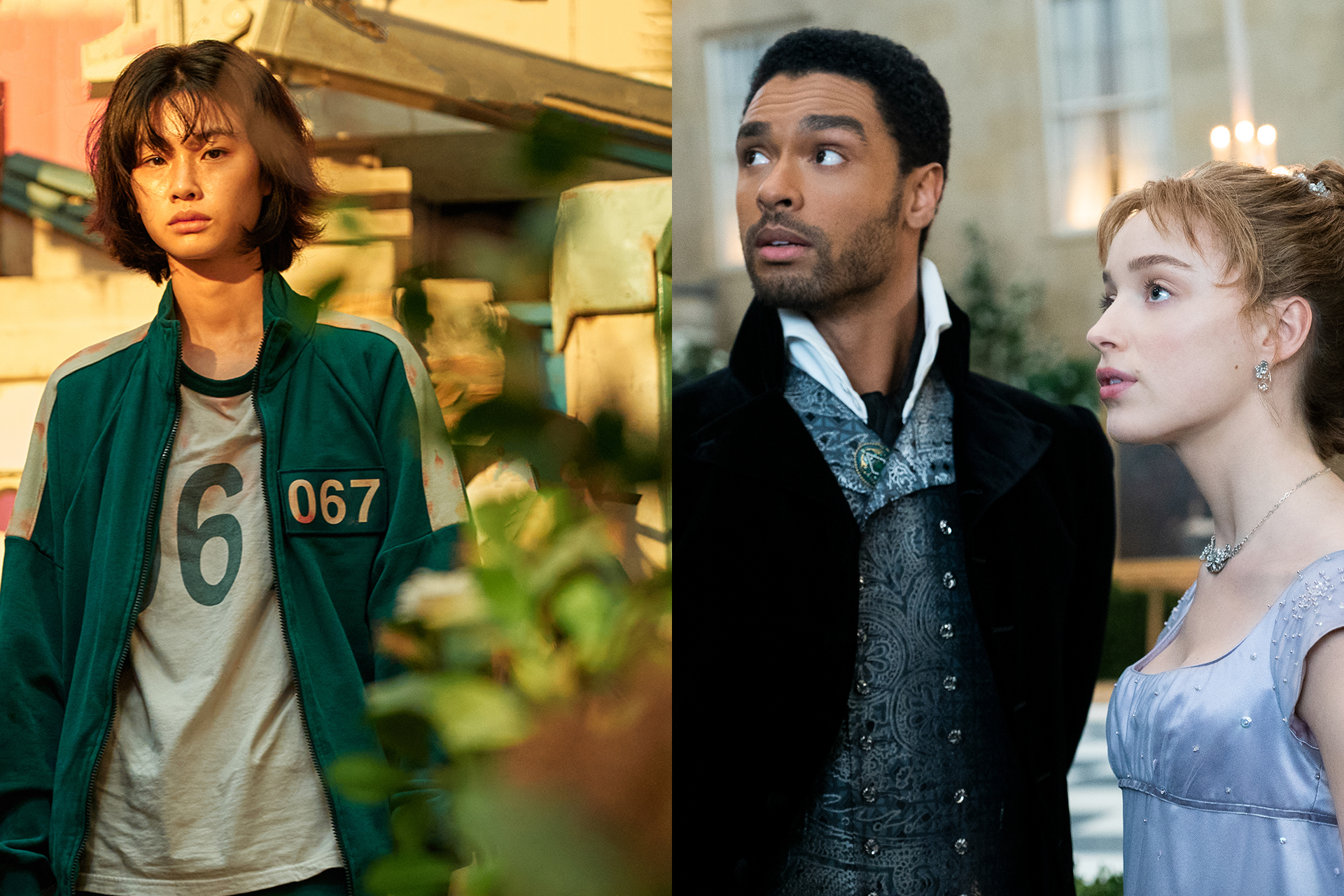 Noh Juhan (links) in Squid Game; Liam Daniel (rechts) in Bridgerton, Bild: Netflix