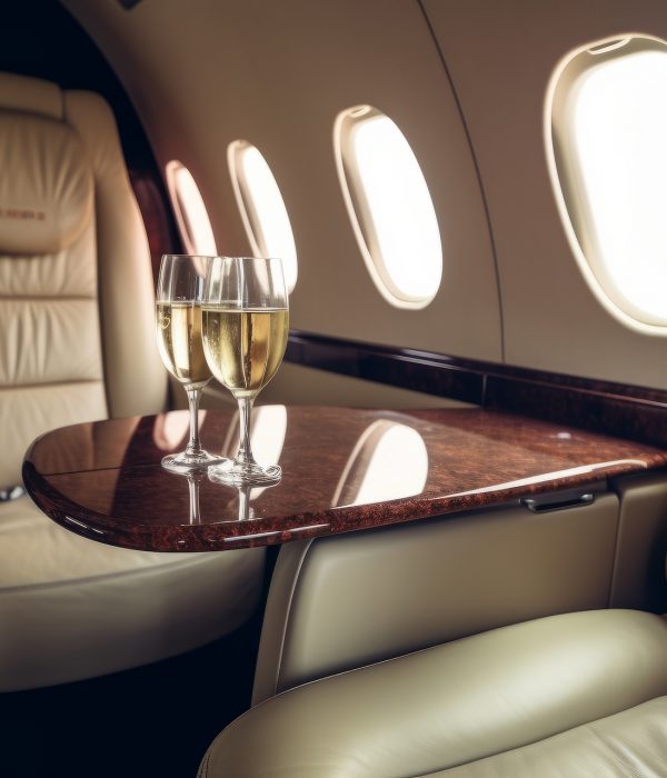 Zwei Gläser Sekt im Flugzeug